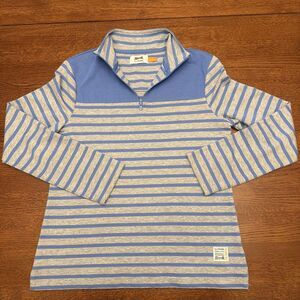 Le Tigre Women’s Small Quarter Zip 1/4 Blue Gray Striped Long Sleeve Shirt
